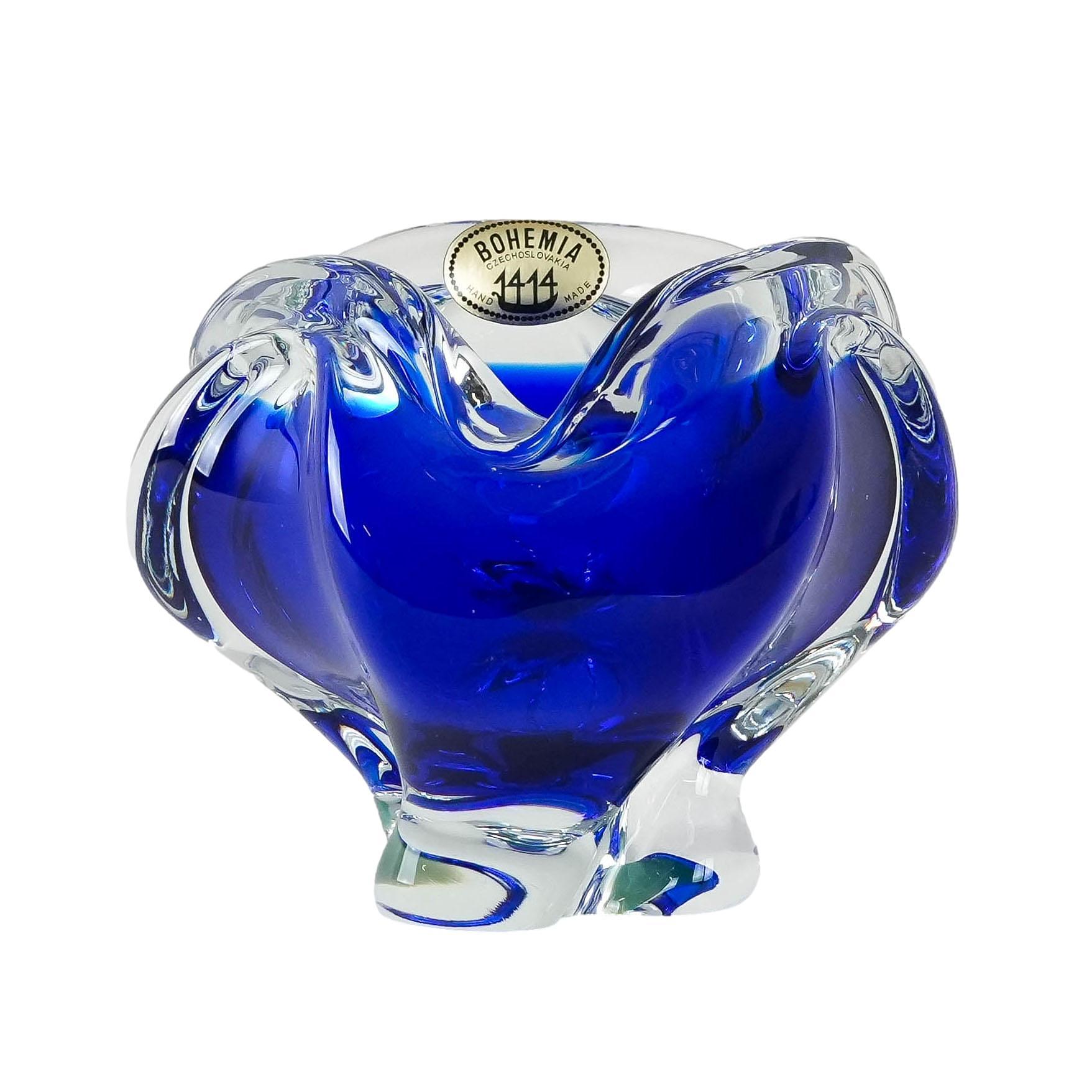 Bohemian bowl Blue Transparent 1970s 0