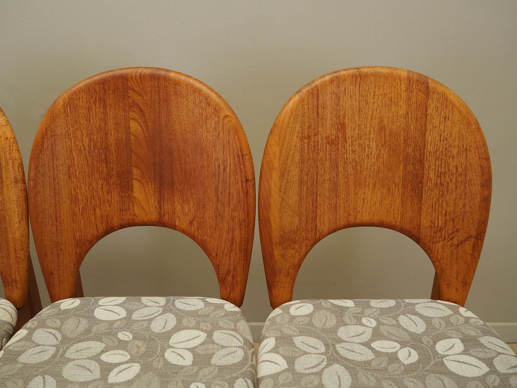 Teak wood chairs set of 4 Light brown 1960s 8