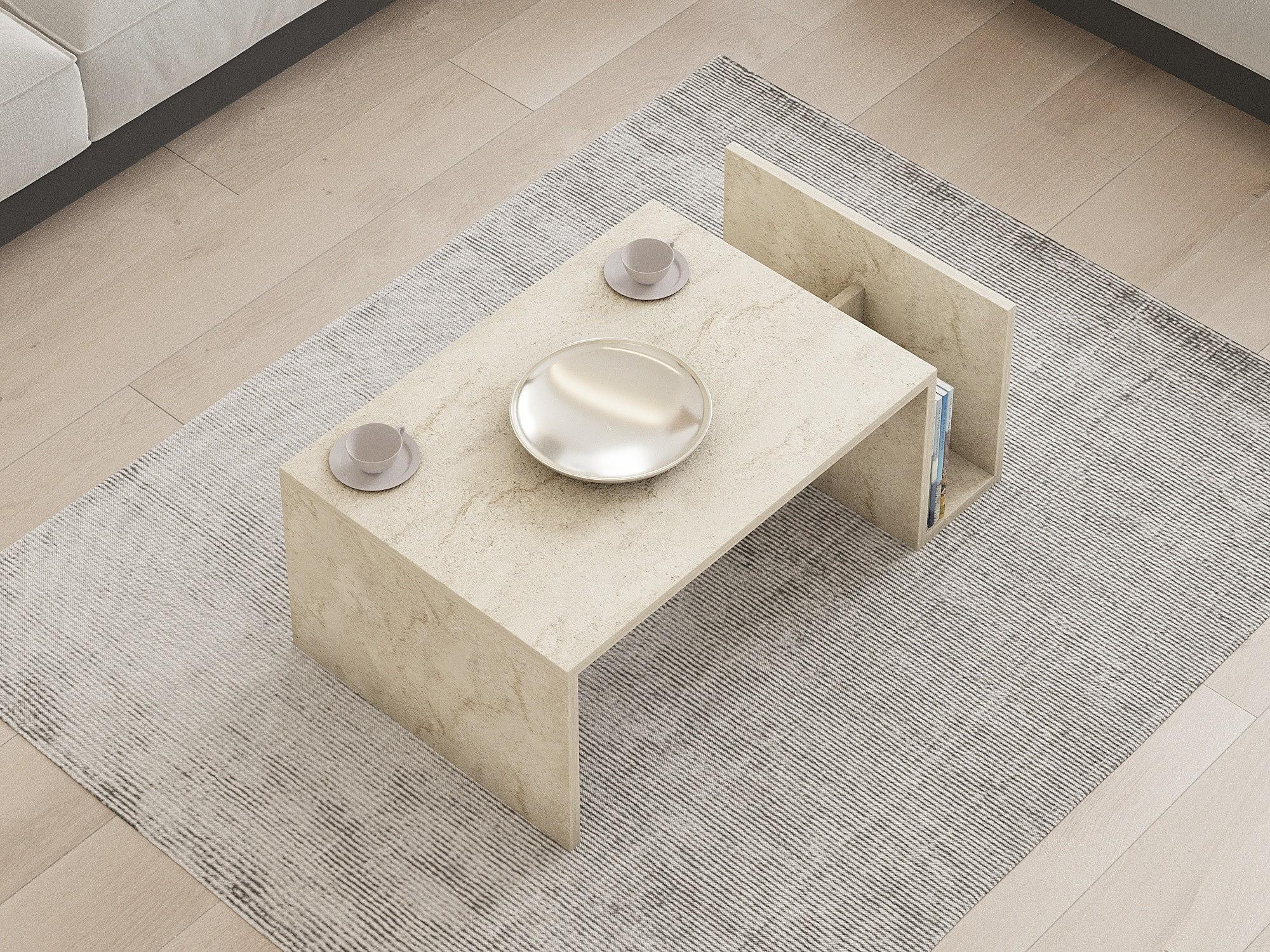 Memo Couchtisch Holz Travertine 3