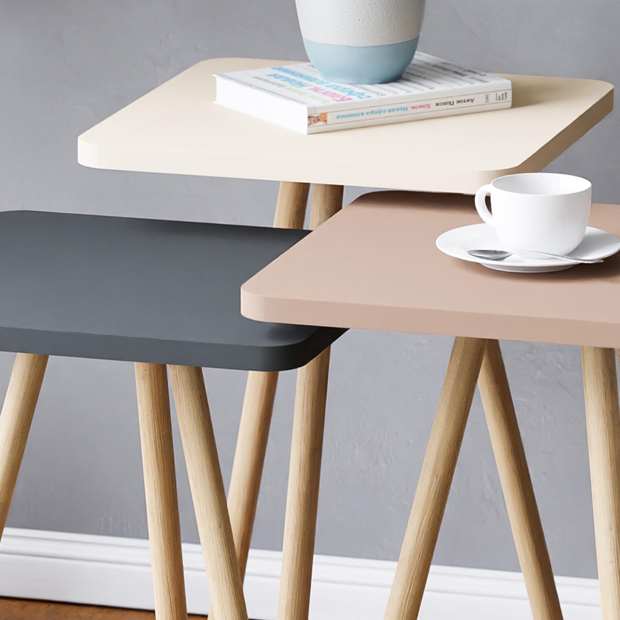 Hobro 3er Set Beistelltisch Holz Mehrfarbig 4