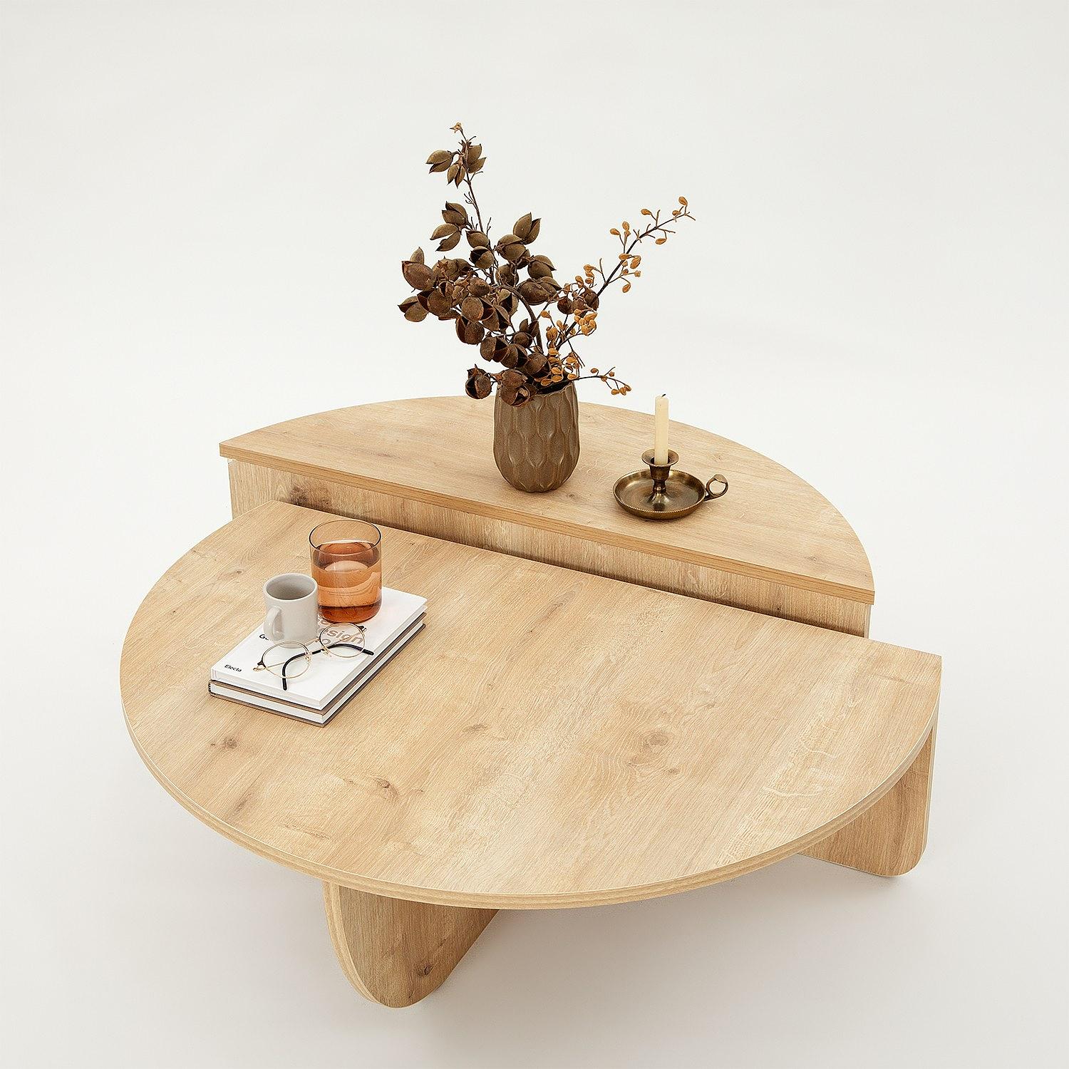 Podium coffee table oak brown 8