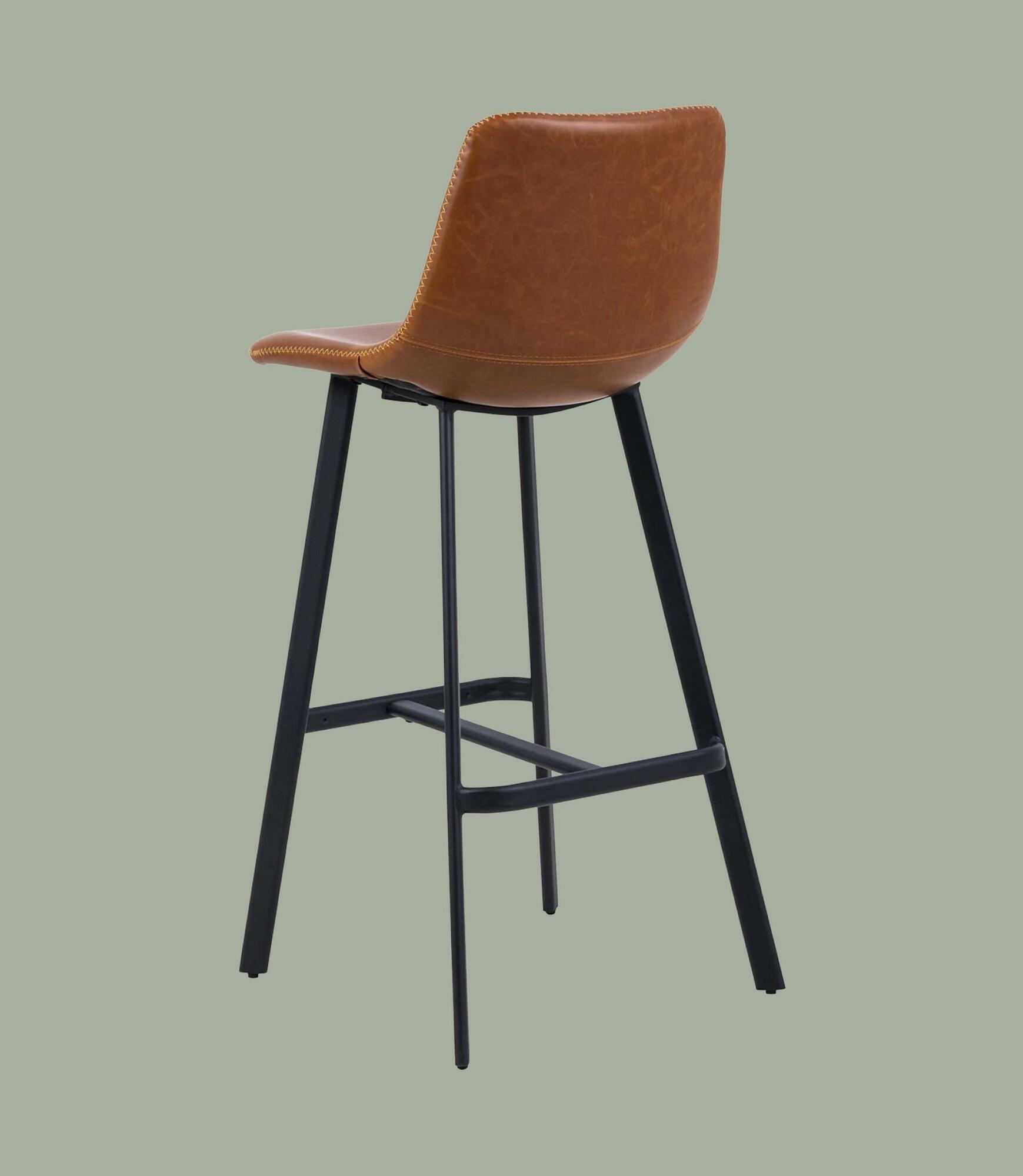 2x Barstuhl Veganes Leder Cognac 3