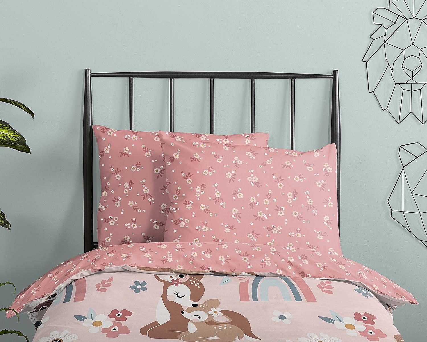 Rehkitz Kinderbettwäsche Baumwolle 100x135cm Kissen 40x60cm 3