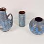 Set Vintage Vase Keramik Blau  2