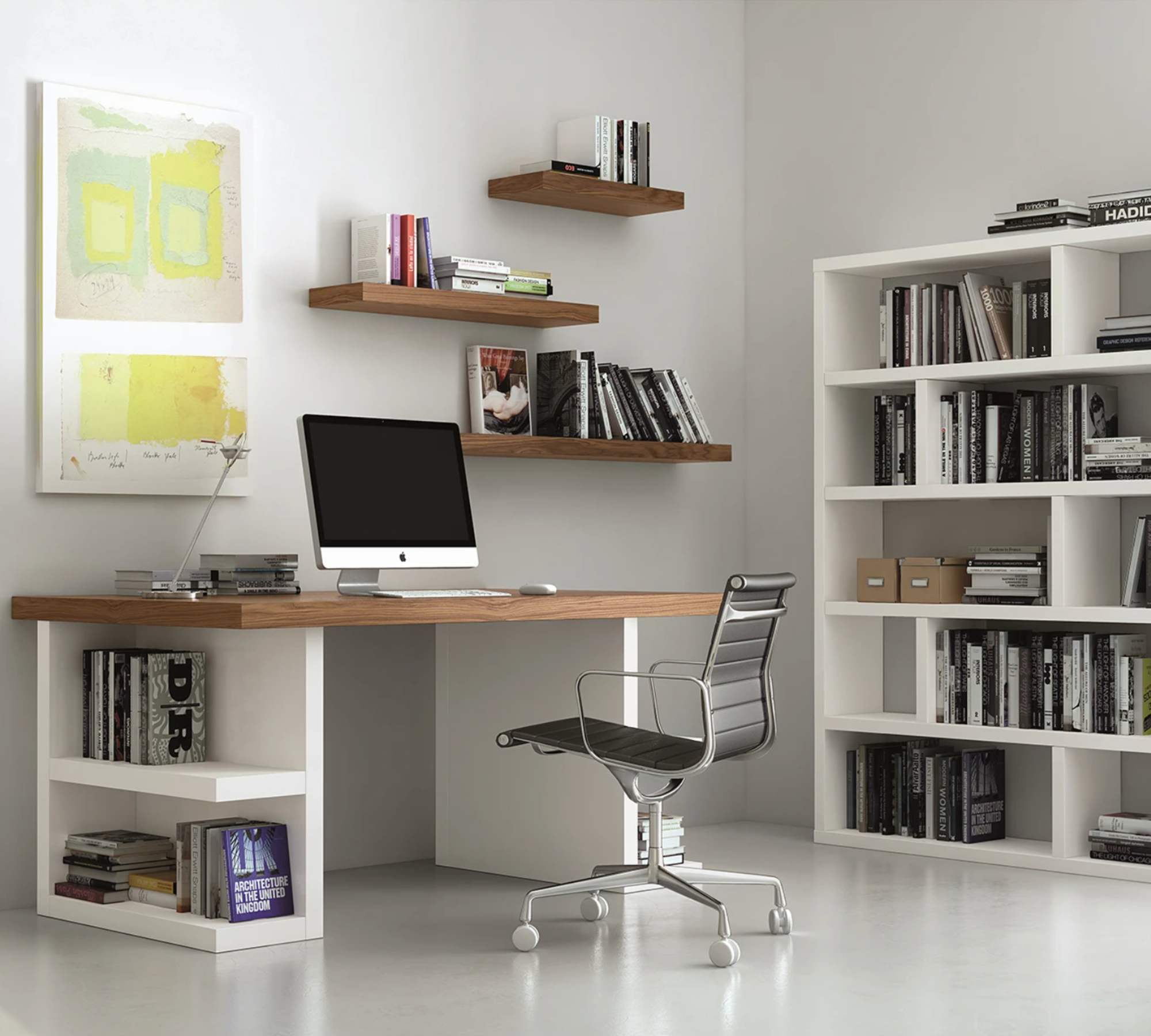 Wall shelf Veneered Walnut 90 cm 4