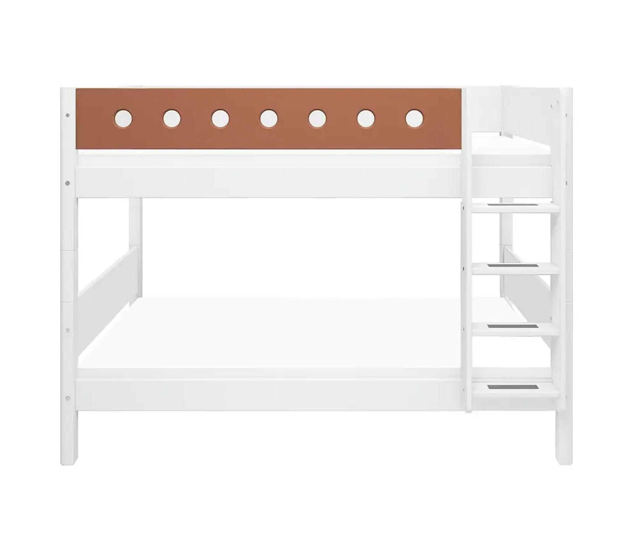Etagenbett mit Gerader Leiter Holz Weiß 4