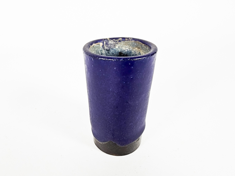 Vintage Vase Keramik Blau 1970er Jahre 1