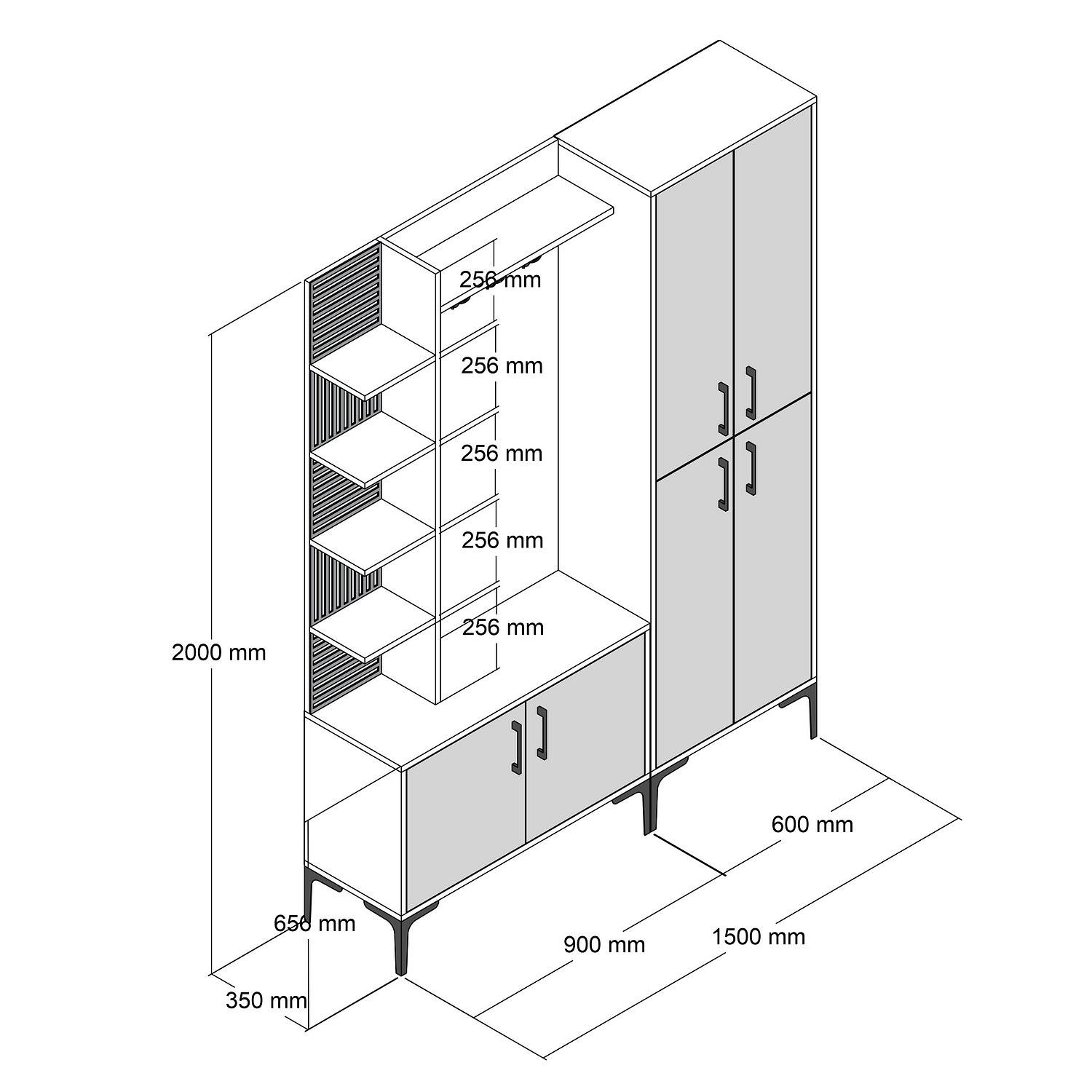 Extend Garderobe Walnussbraun Anthrazit 150cm x 200cm 6