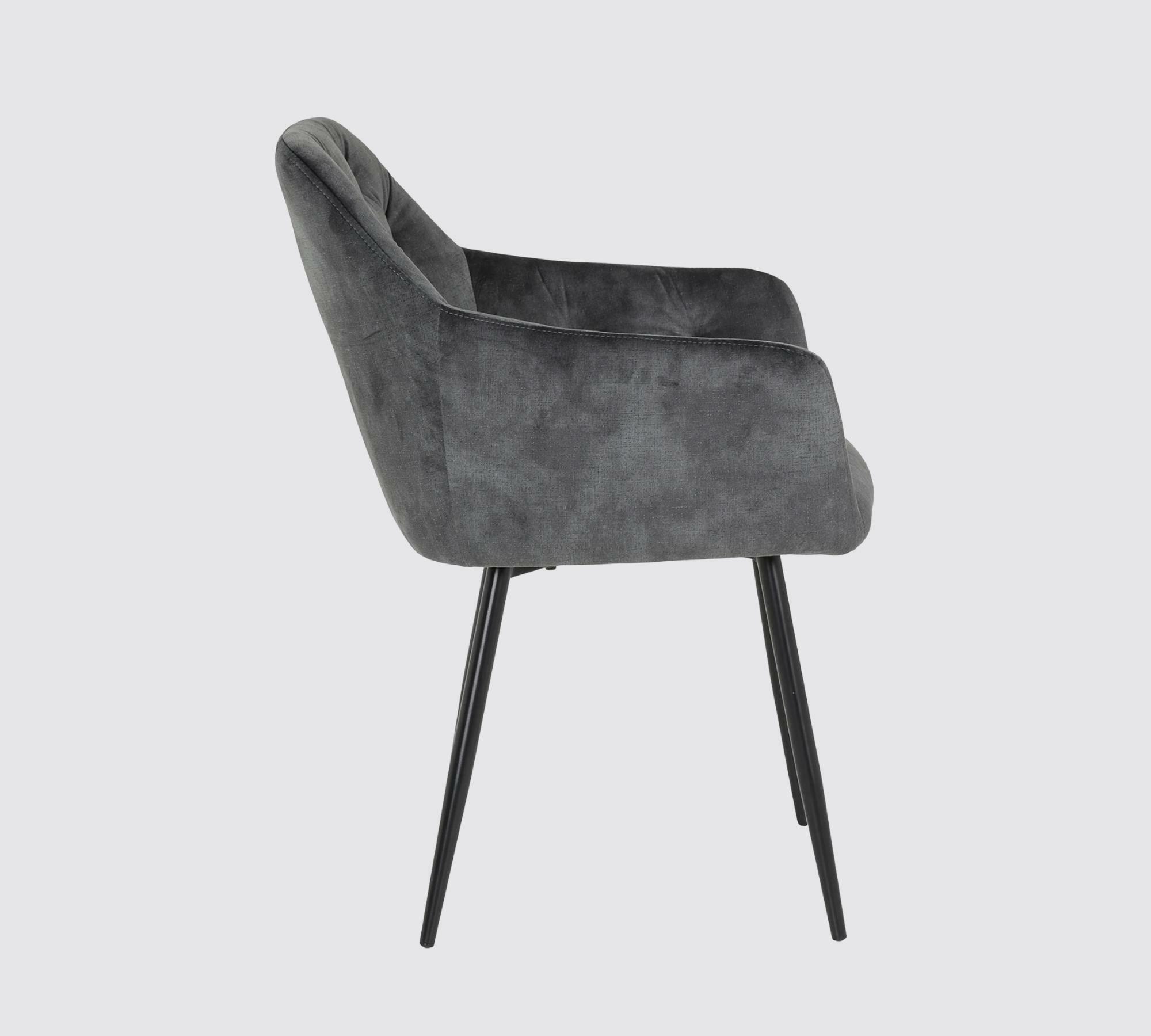 2x Armchair upholstered in tufted velvet, medium grey 2