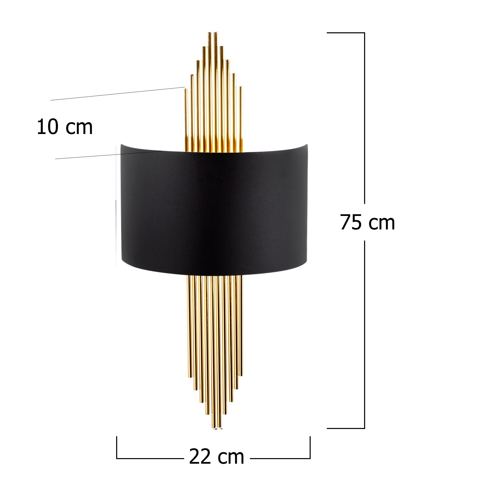 Wandleuchte Schwarz Goldfarben Maxi 75cm 2