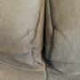 Sofa Stoff Hellgrau mit Hocker 2