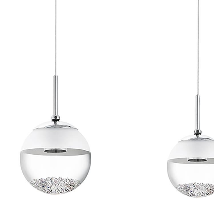 Montefio III LED pendant light Crystal glass Steel 3-flame 3