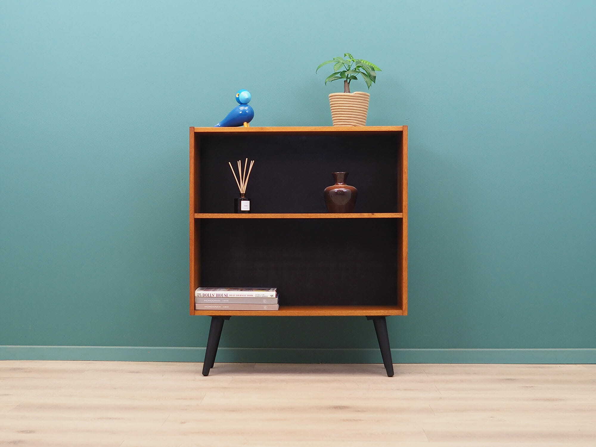 Vintage Bookshelf Teak Wood Brown 1970s 1