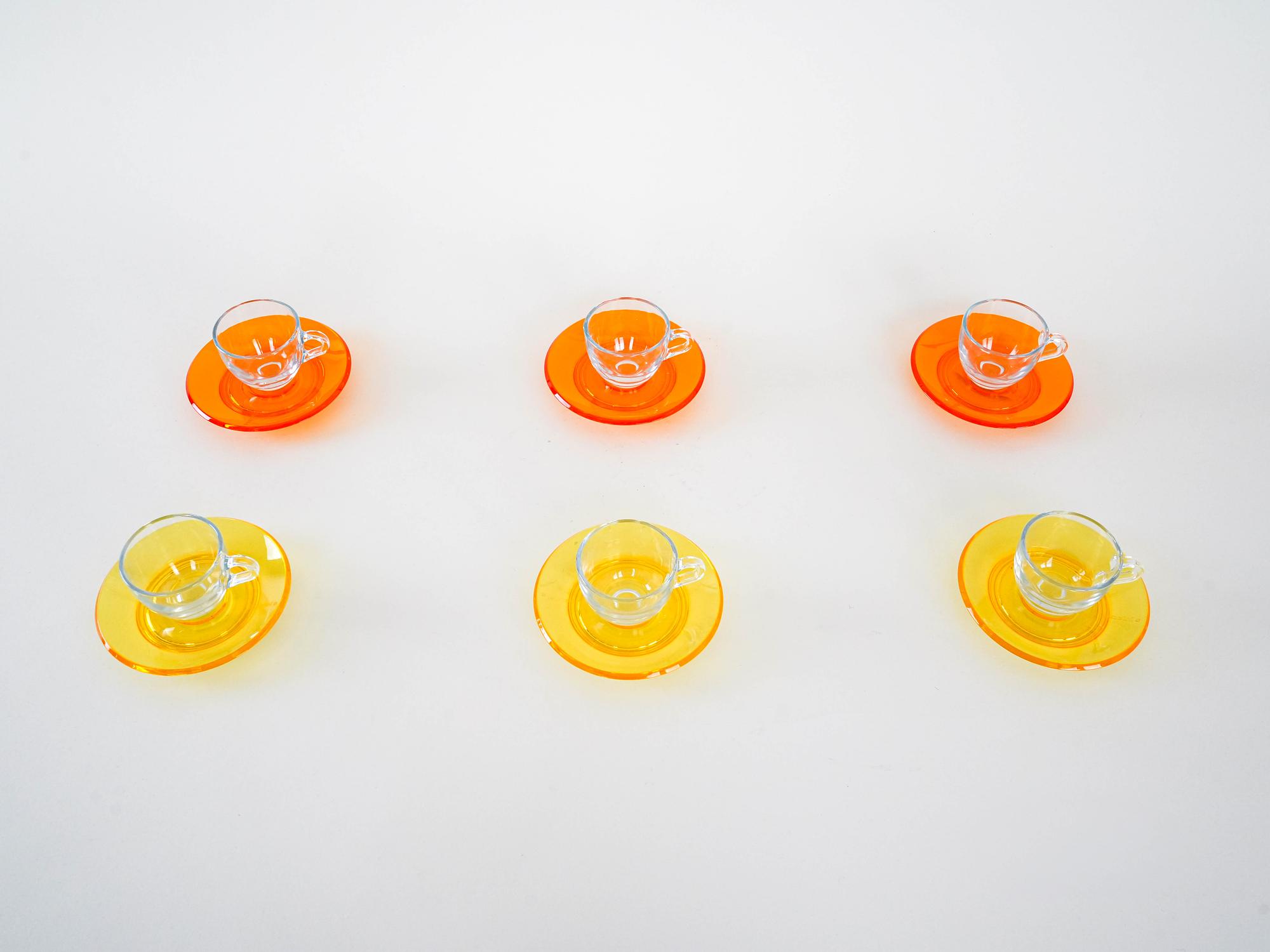 Glass Cup Set Multicolored 1970s 4