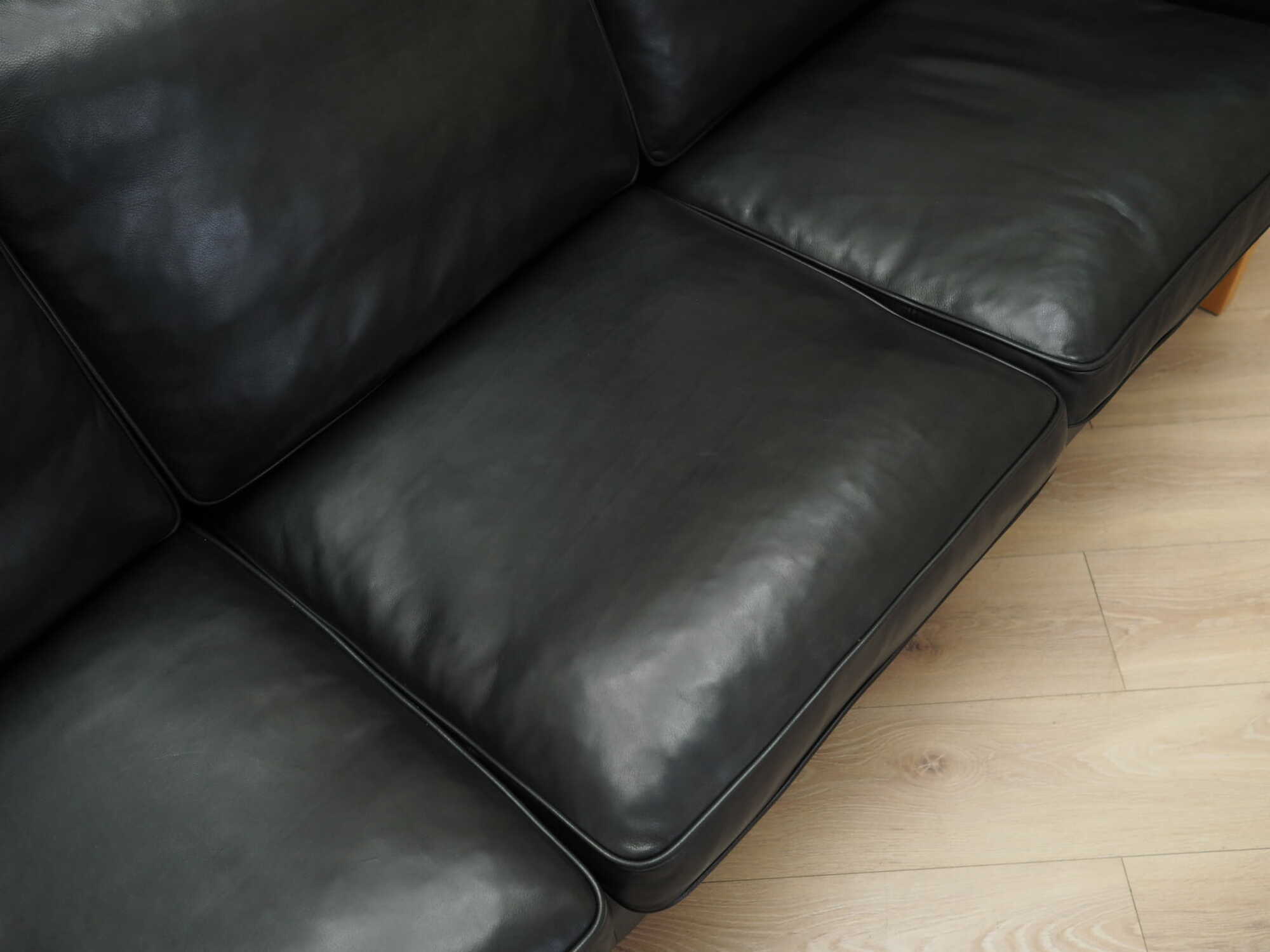 Sofa Leather Black 1970s 6