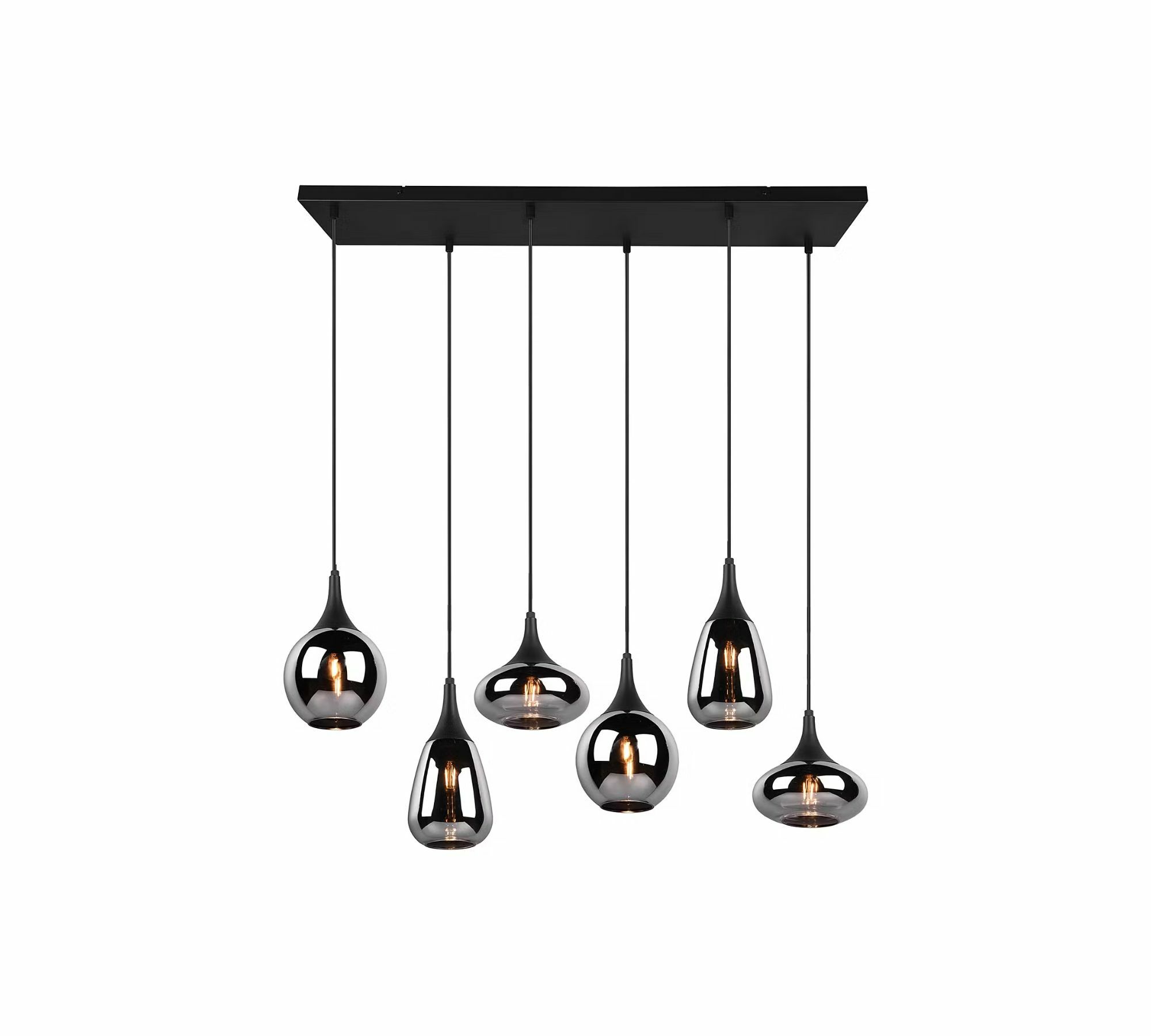 Pendelleuchte 6-flammig Rauchglas Stahl 5