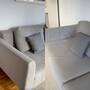 Sofa Stoff Hellgrau mit Hocker 3