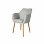 Armlehnstuhl Holz Webstoff Hellgrau 1
