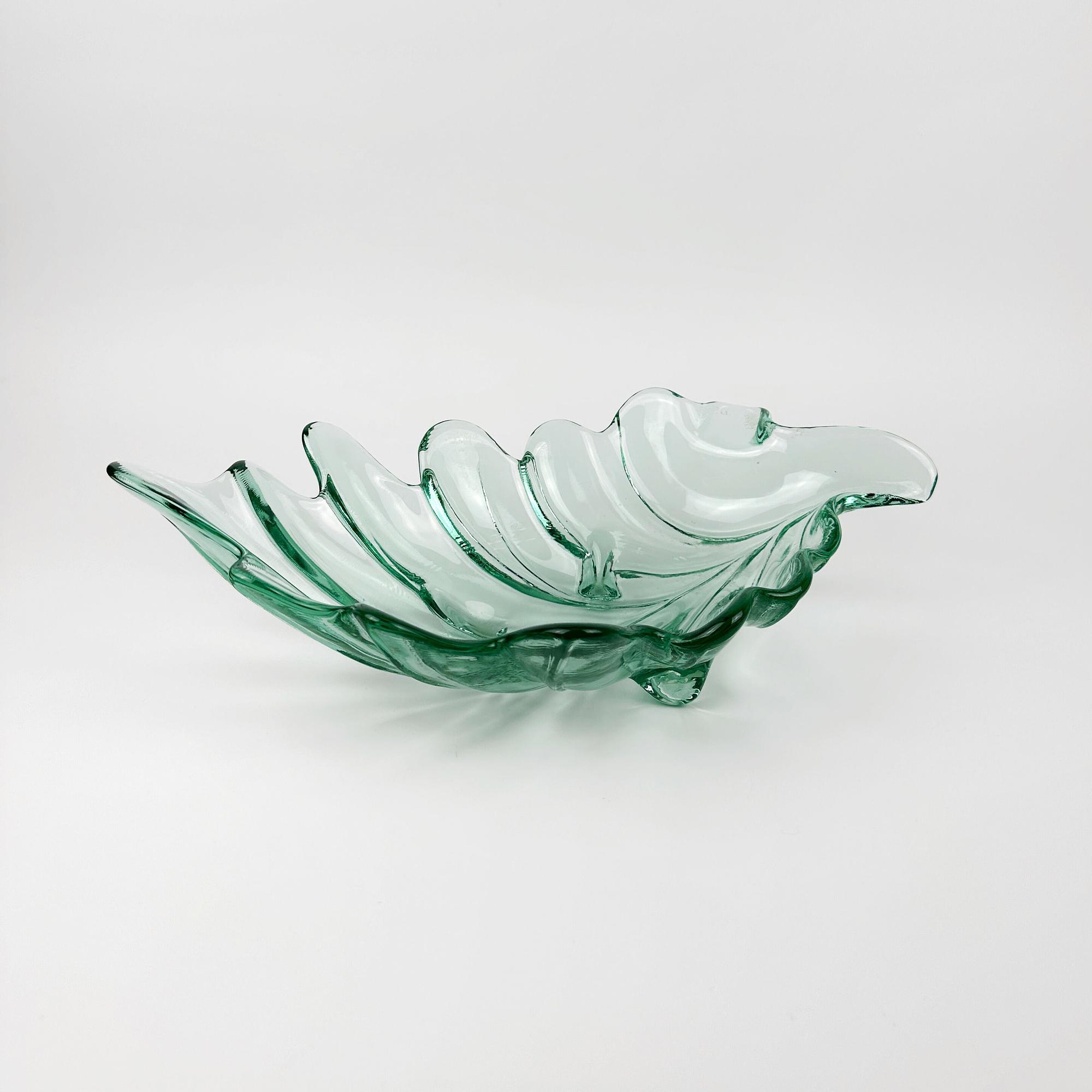 Vintage bowl pressed glass green 1980s 0