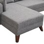 Schlafsofa Récamiere Links & Hocker Grau 7