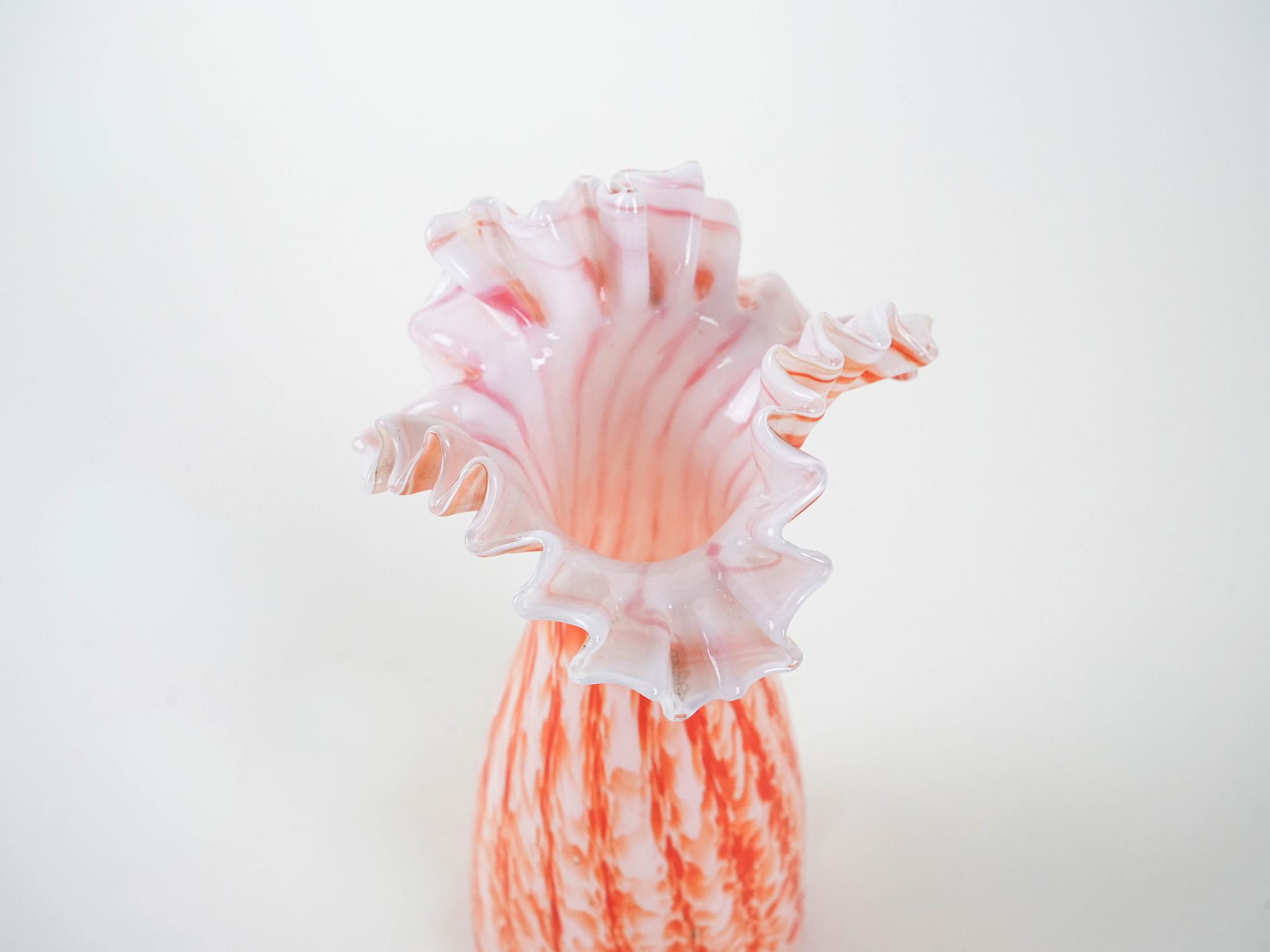 Glass vase orange 1960s 6