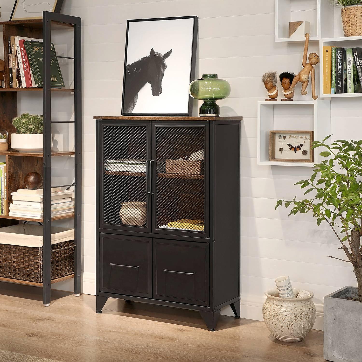 Chest of Drawers Thenon II Metal Black Brown 2
