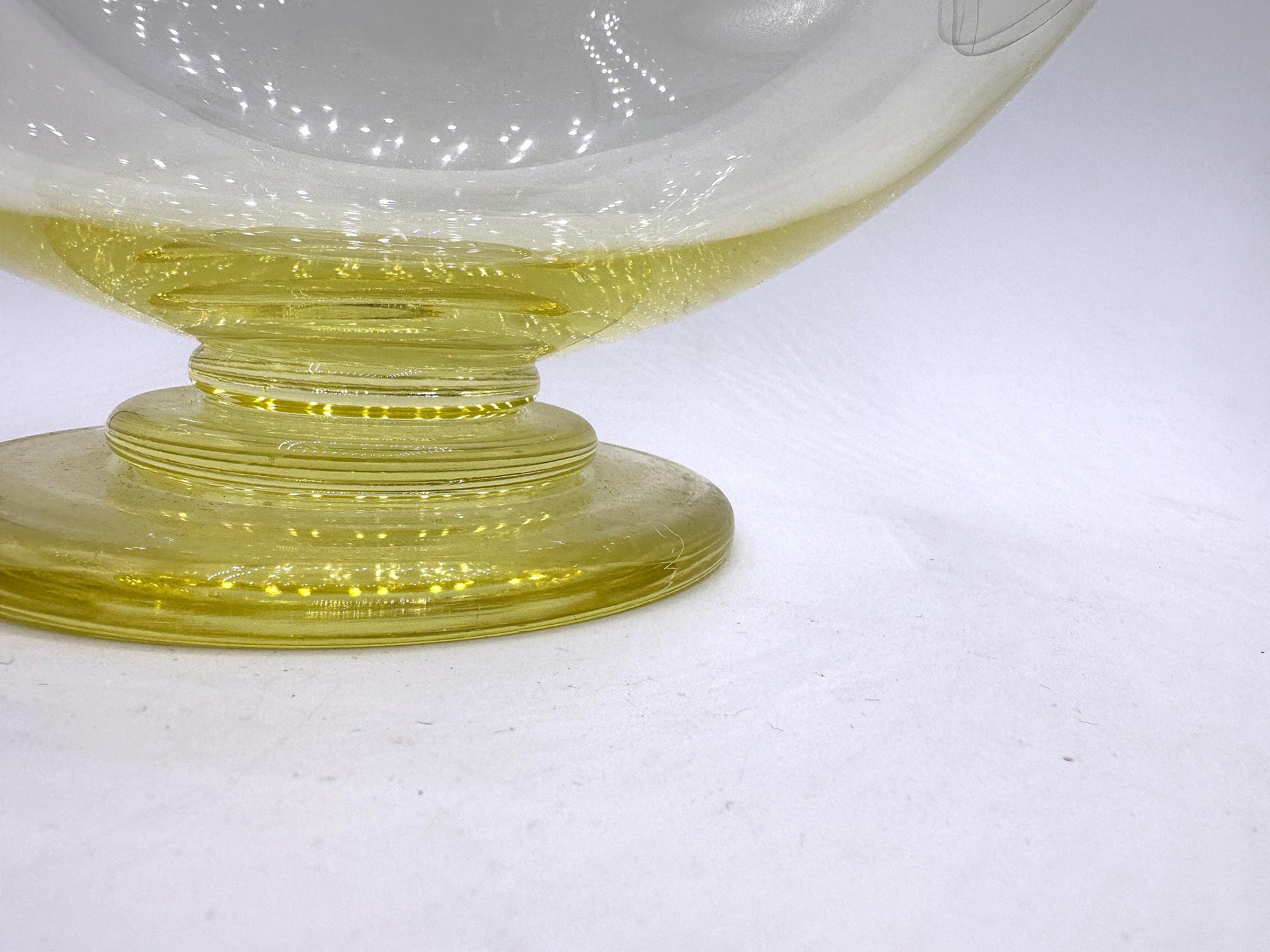 Vintage Art Deco Bowle Set Glas Gelb 1930er Jahre 2