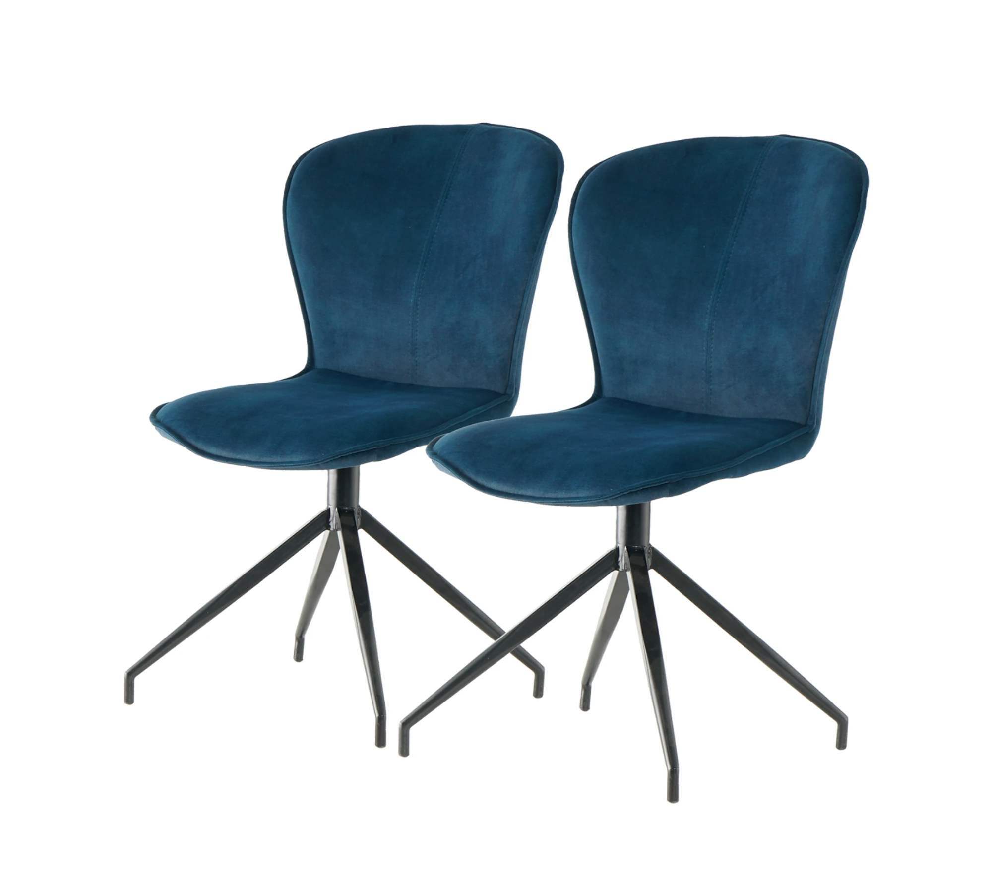 2x Upholstered chair velvet iron blue 2
