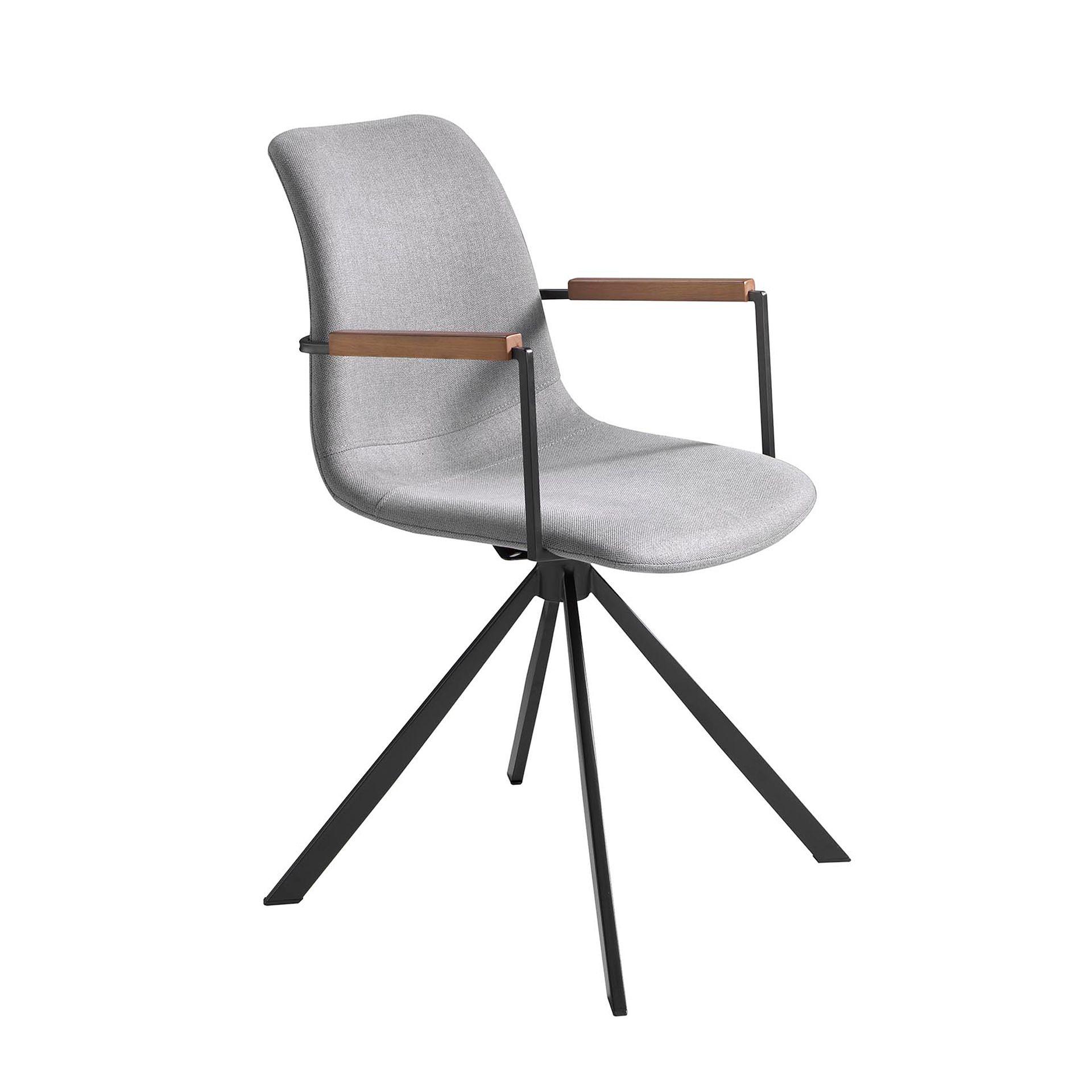 Dining chair with armrests Textile Grey 0