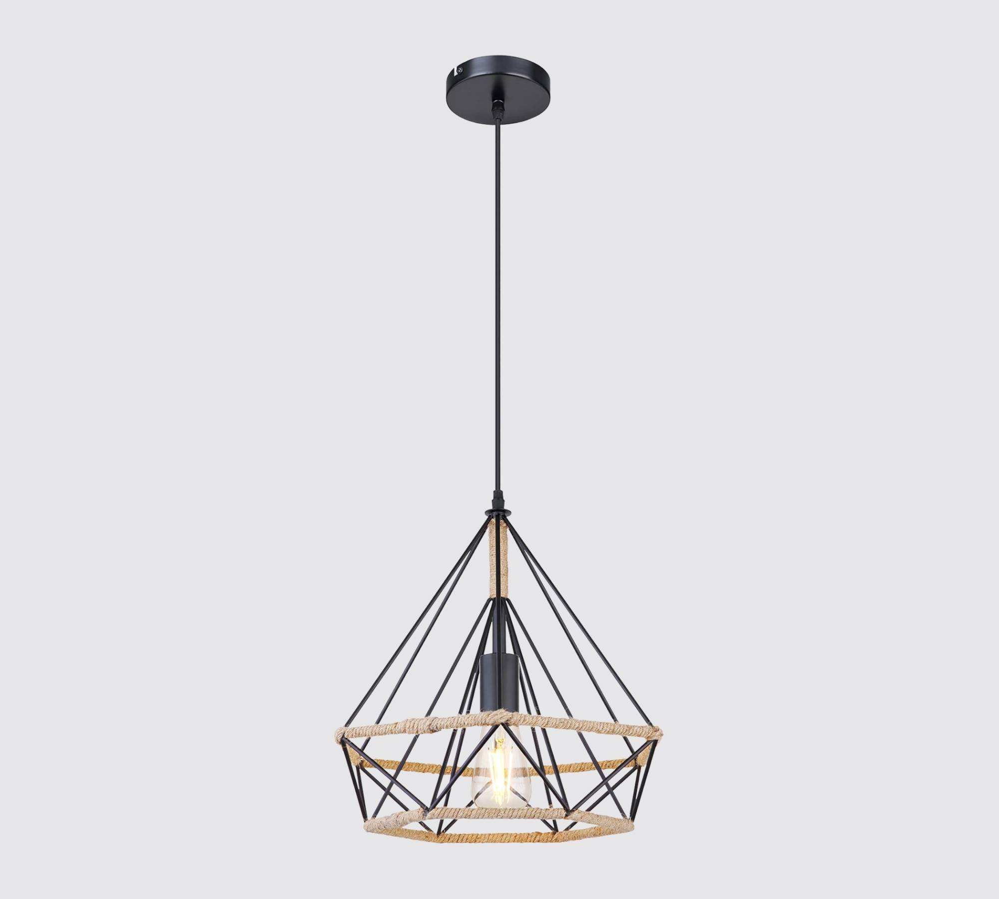 Geometric pendant lamp Natural fiber 1