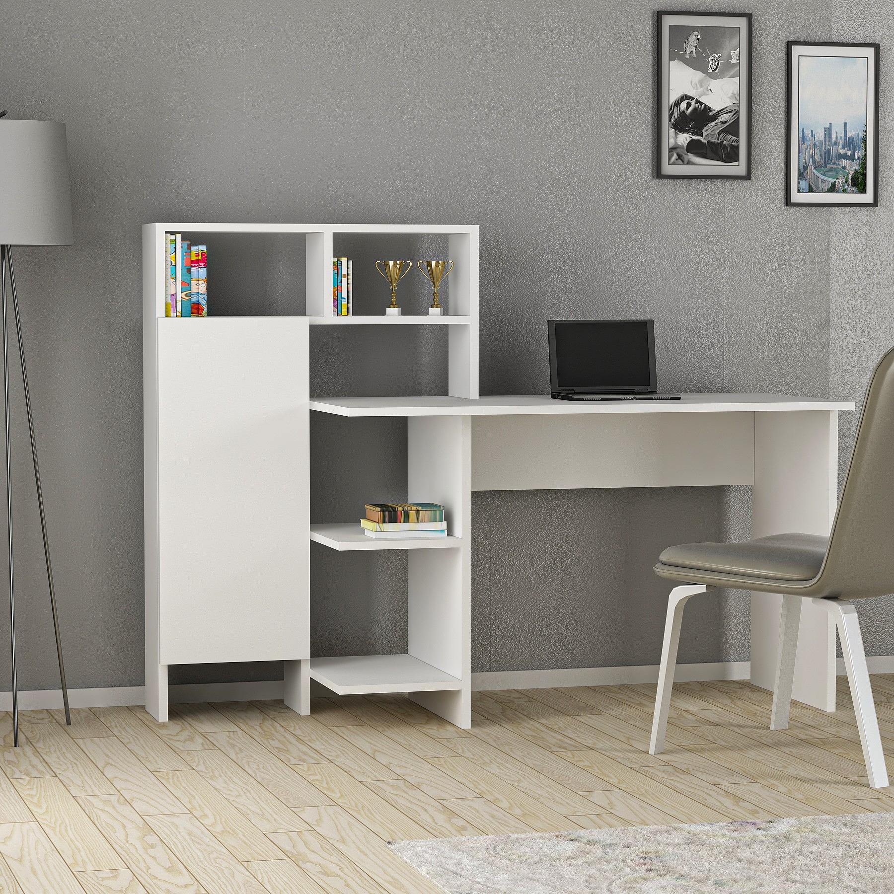 Bugra Desk Wood Veneer White 1