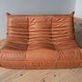 Togo Sofa 2-Seater Pull-Up Leather Peach Brown 0