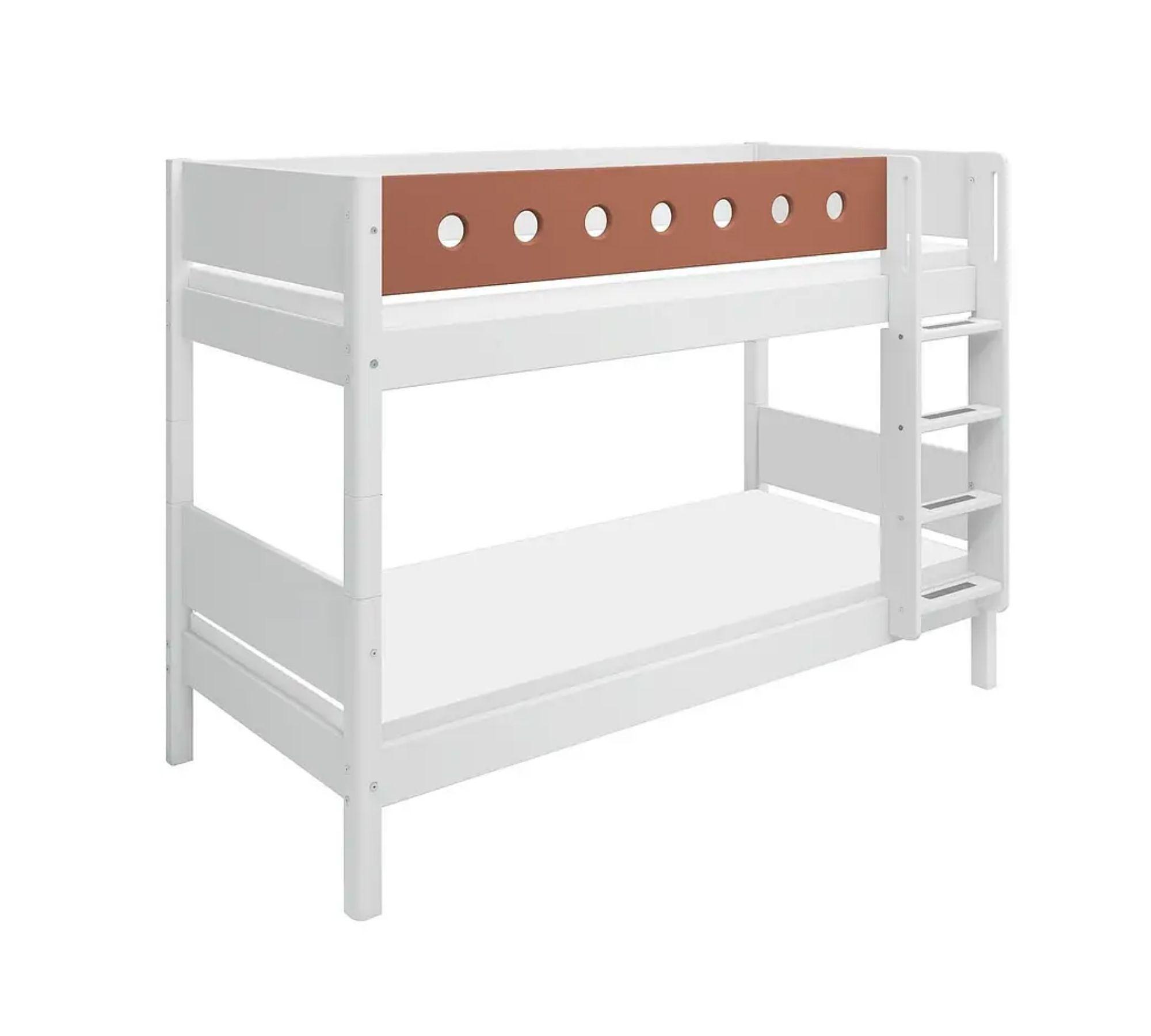 Etagenbett mit Gerader Leiter Holz Weiß 6