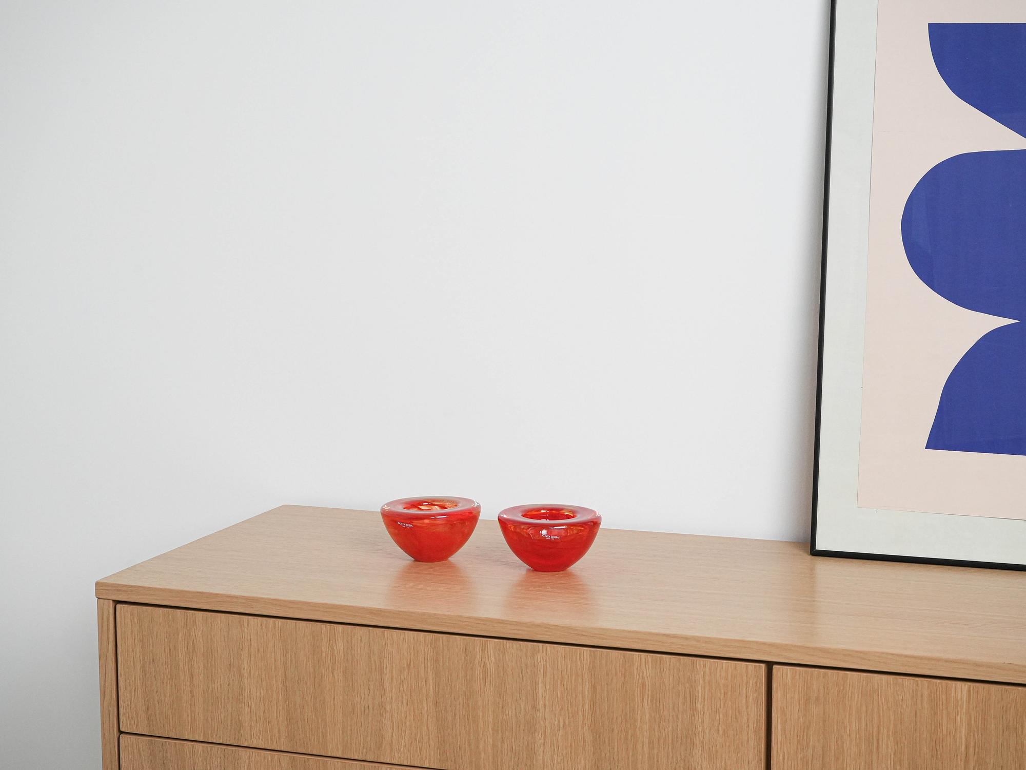 Set aus Glaskerzenhaltern  1970er Jahre Kosta Boda 7