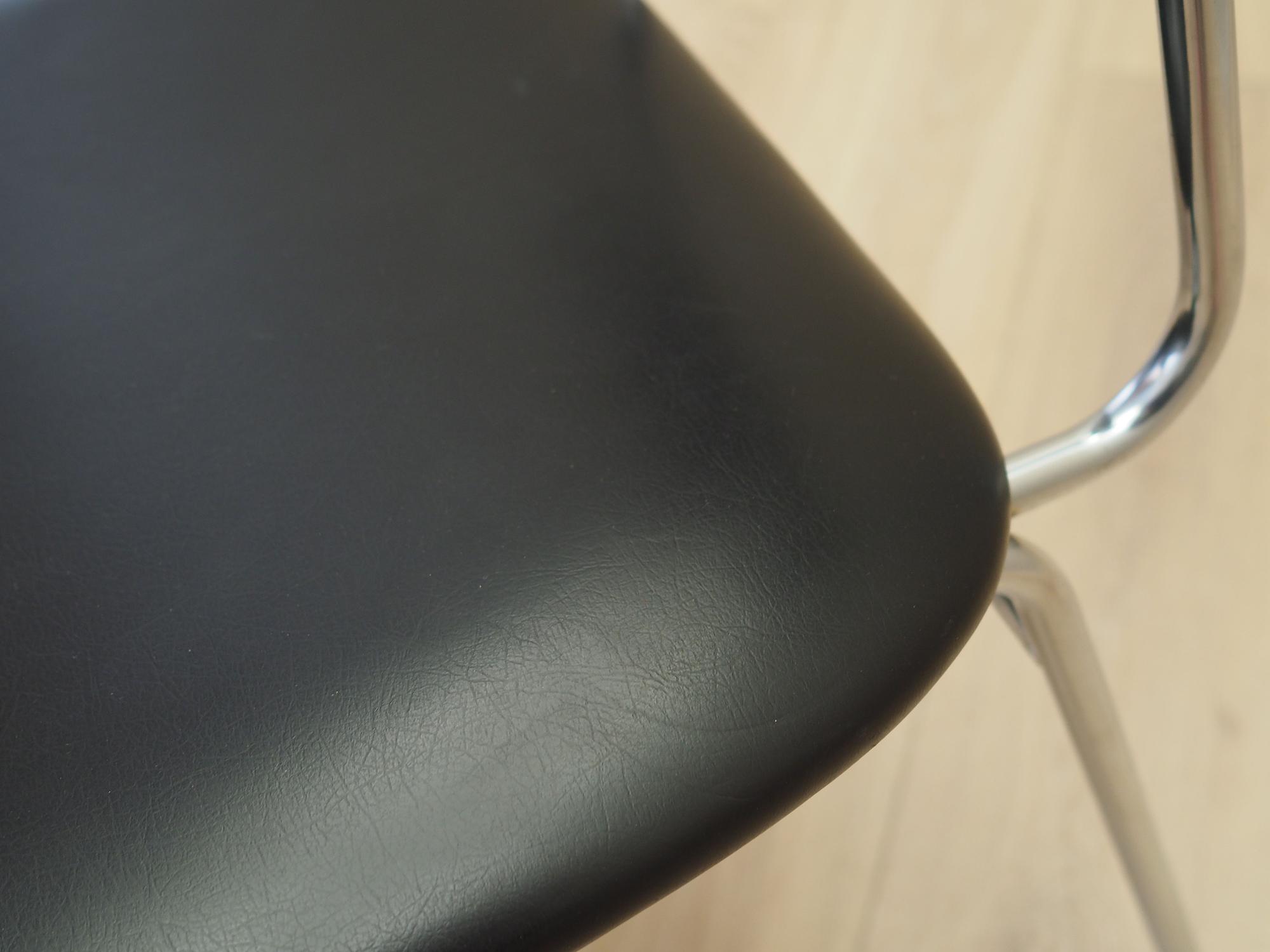 Dining chair faux leather metal 1970s 14