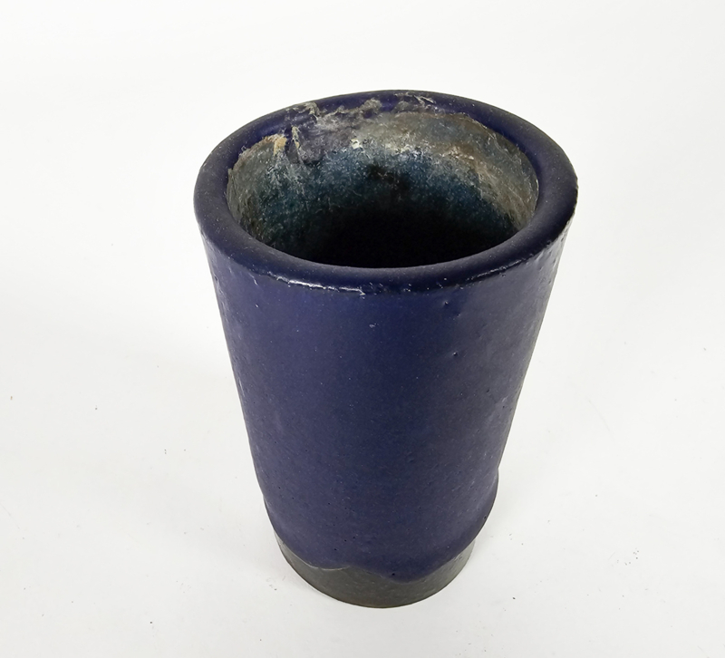 Vintage Vase Keramik Blau 1970er Jahre 4