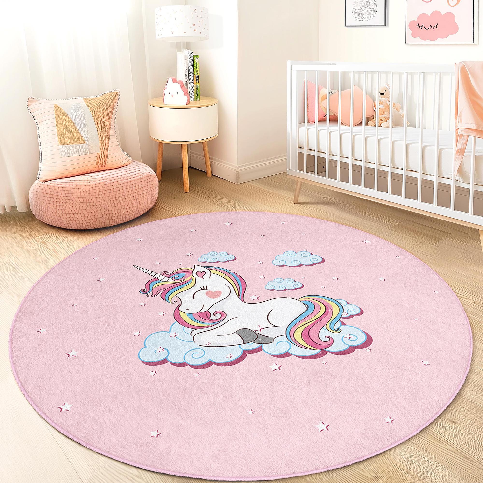 Tappeto per bambini unicorno multicolore Ø120cm 1