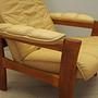 Armchair Teak Wood Leather Yellow 1960s 13