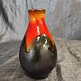 Vintage Vase Keramik Rot Schwarz 2