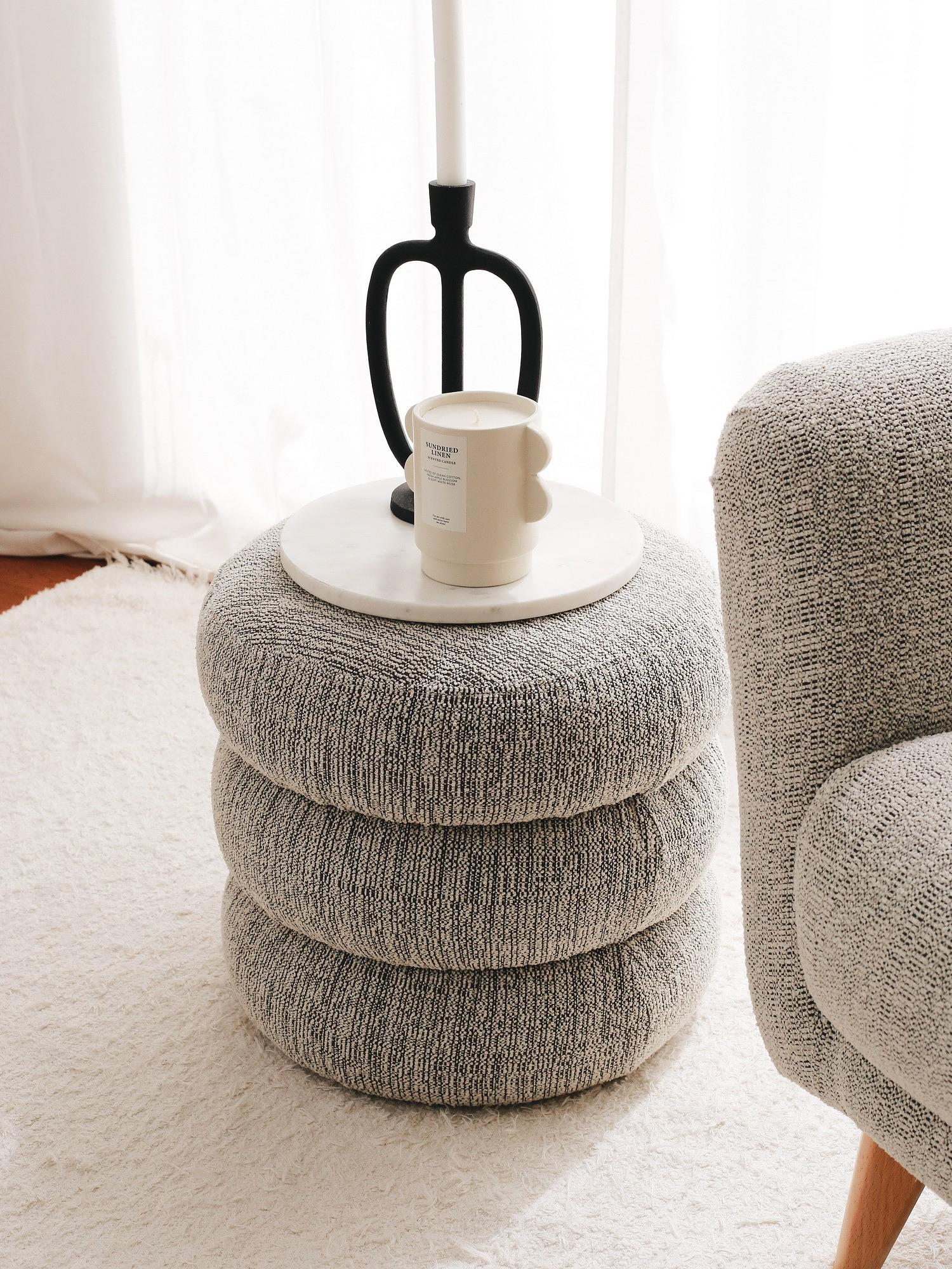 Boum Pouf Teddy-Stoff Grau 2