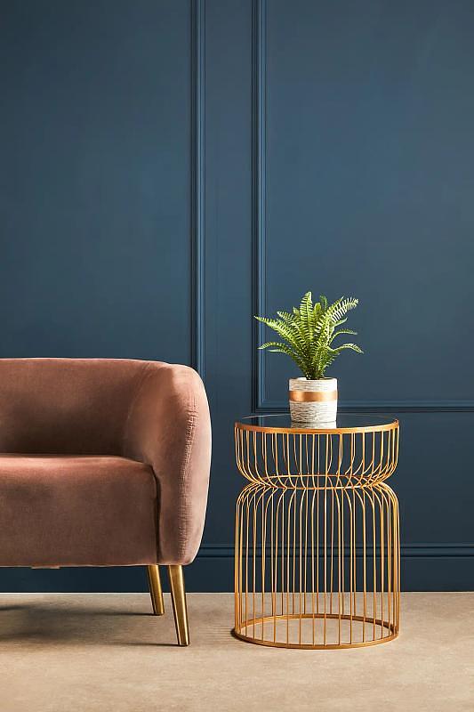 Avantis Gold Metalldrahtgestell Runder Beistelltisch
 1