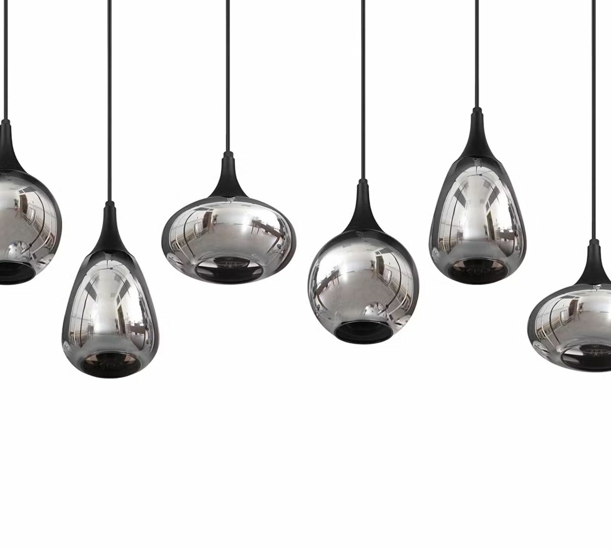 Pendelleuchte 6-flammig Rauchglas Stahl 6