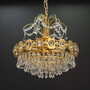 Vintage Chandelier Brass Glass Gold 1970s 2