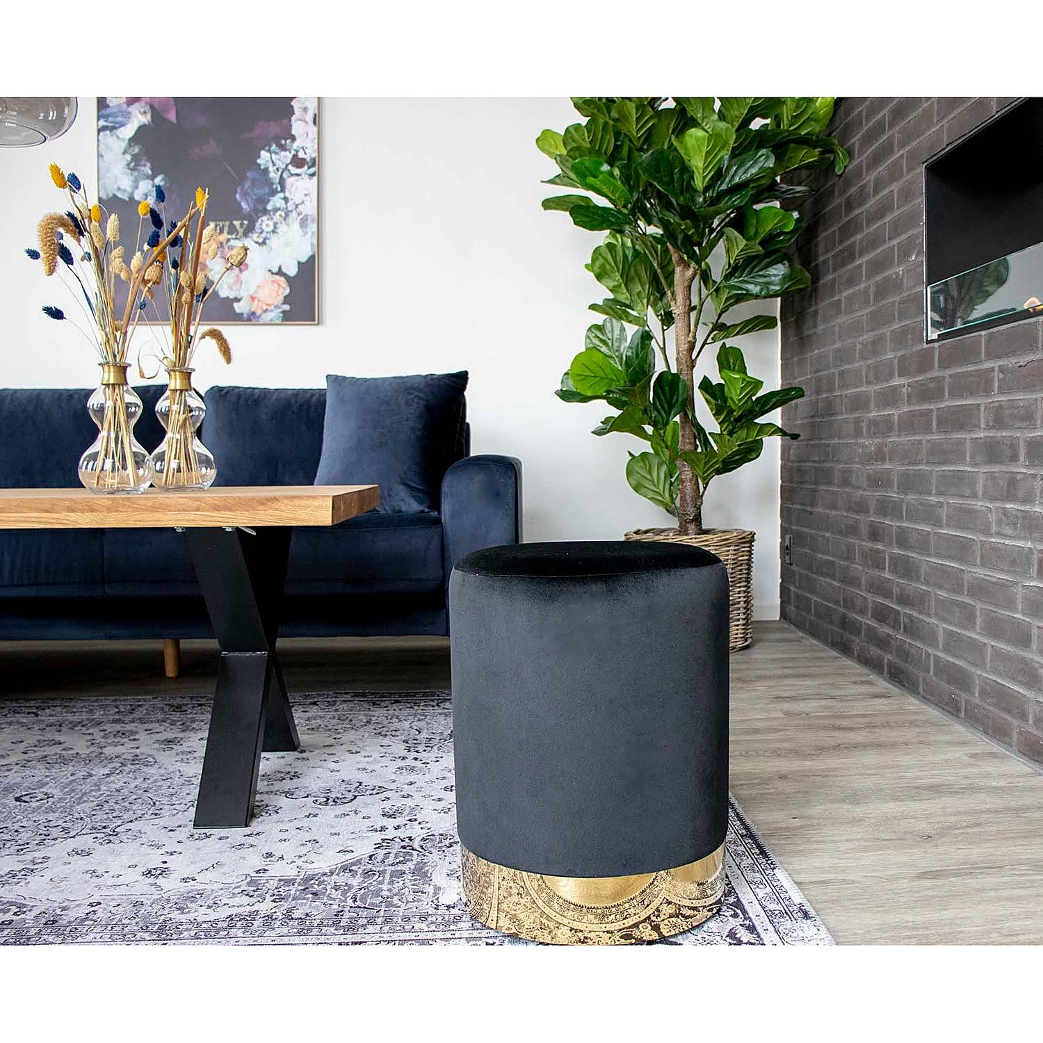 Pouf Rosendal Samt Schwarz 2