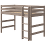 Halbhochbett mit gerader Leiter Holz Grau 0