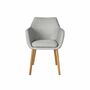 Armlehnstuhl Holz Webstoff Hellgrau 2
