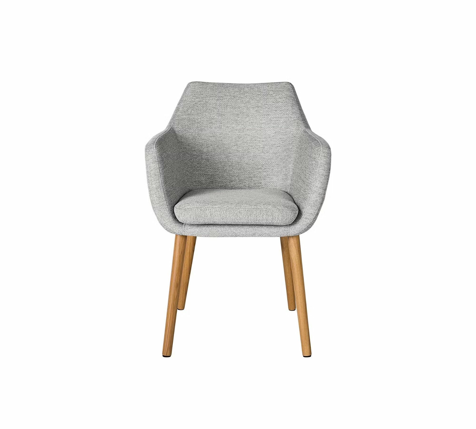 Armlehnstuhl Holz Webstoff Hellgrau 2