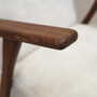 Vintage Stuhl Teakholz Samt Weiß 1970er Jahre  8