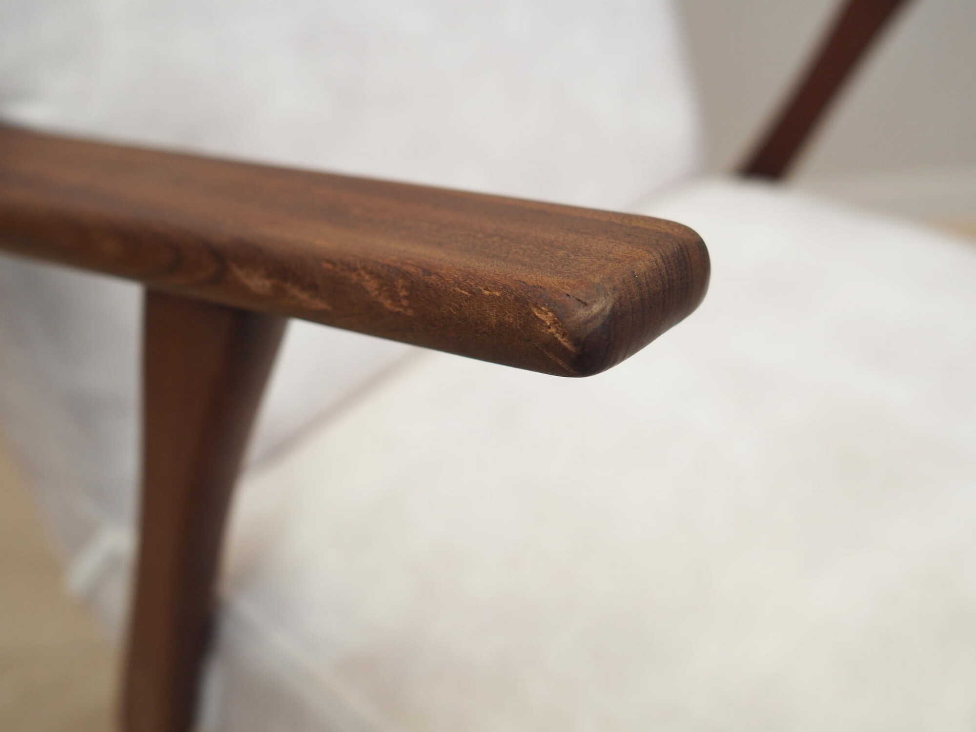 Vintage Chair Teak Velvet White 1970s 8