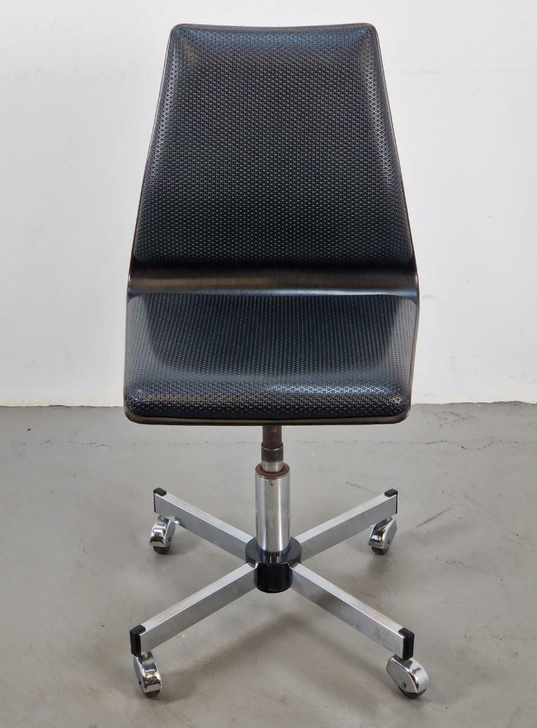 Vintage Bürostuhl Metall Holz Schwarz Braun 1960er Jahre 2